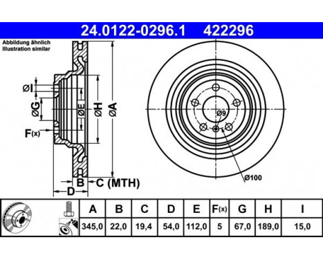 Bromsskiva 24.0122-0296.1 ATE