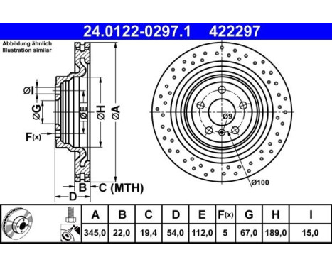 Bromsskiva 24.0122-0297.1 ATE