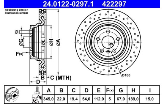 Bromsskiva 24.0122-0297.1 ATE
