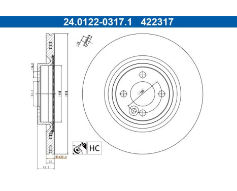 Bromsskiva 24.0122-0317.1 ATE