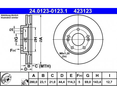 Bromsskiva 24.0123-0123.1 ATE