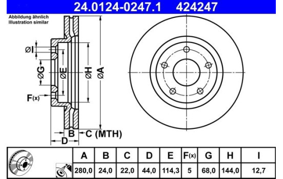 Bromsskiva 24.0124-0247.1 ATE