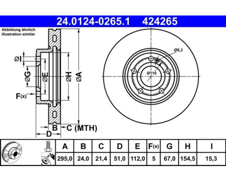 Bromsskiva 24.0124-0265.1 ATE