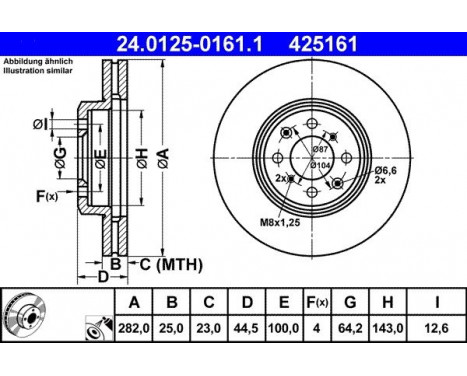 Bromsskiva 24.0125-0161.1 ATE, bild 2