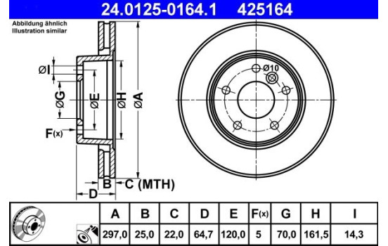 Bromsskiva 24.0125-0164.1 ATE, bild 2