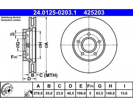 Bromsskiva 24.0125-0203.1 ATE