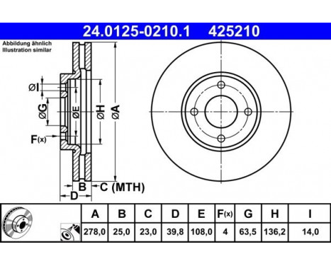 Bromsskiva 24.0125-0210.1 ATE