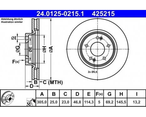 Bromsskiva 24.0125-0215.1 ATE