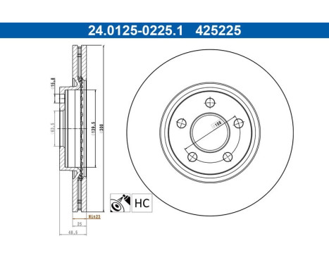 Bromsskiva 24.0125-0225.1 ATE