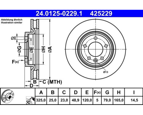 Bromsskiva 24.0125-0229.1 ATE