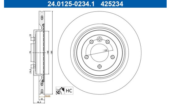 Bromsskiva 24.0125-0234.1 ATE