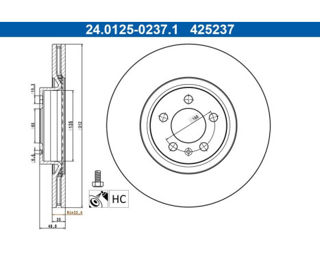 Bromsskiva 24.0125-0237.1 ATE