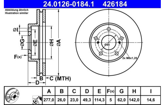 Bromsskiva 24.0126-0184.1 ATE
