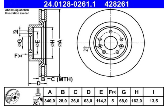Bromsskiva 24.0128-0261.1 ATE