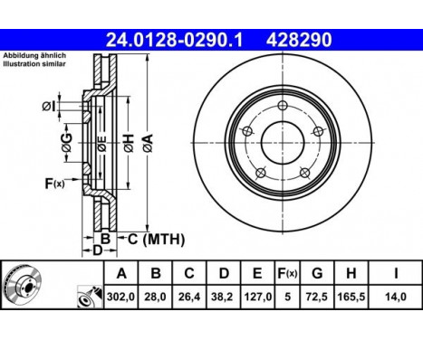 Bromsskiva 24.0128-0290.1 ATE