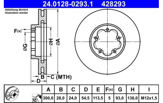 Bromsskiva 24.0128-0293.1 ATE