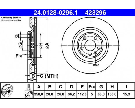 Bromsskiva 24.0128-0296.1 ATE