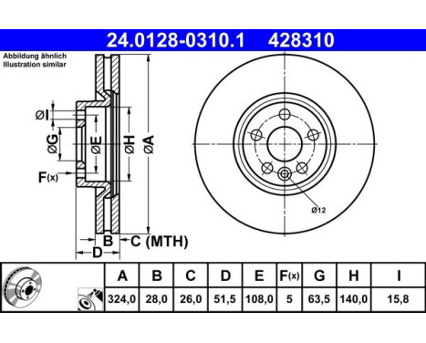 Bromsskiva 24.0128-0310.1 ATE