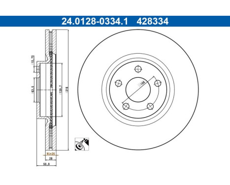 Bromsskiva 24.0128-0334.1 ATE