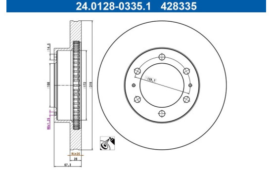 Bromsskiva 24.0128-0335.1 ATE