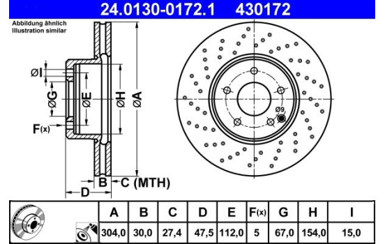 Bromsskiva 24.0130-0172.1 ATE, bild 2