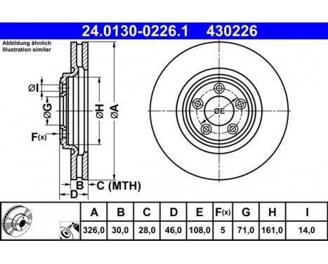 Bromsskiva 24.0130-0226.1 ATE