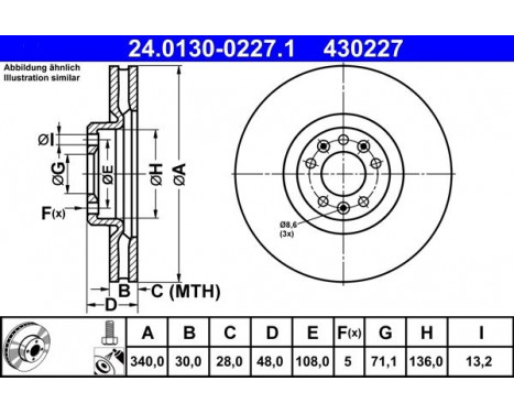 Bromsskiva 24.0130-0227.1 ATE