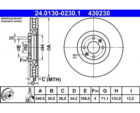 Bromsskiva 24.0130-0230.1 ATE