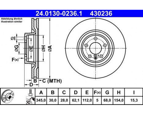 Bromsskiva 24.0130-0236.1 ATE