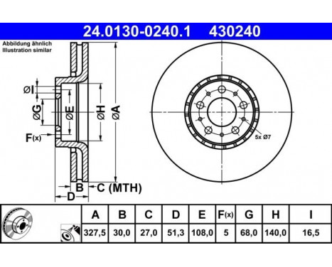 Bromsskiva 24.0130-0240.1 ATE