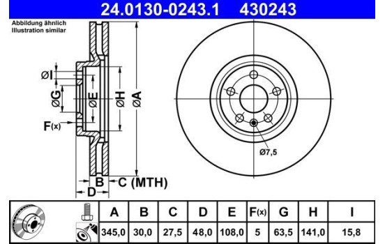 Bromsskiva 24.0130-0243.1 ATE