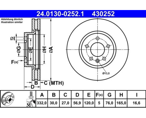 Bromsskiva 24.0130-0252.1 ATE