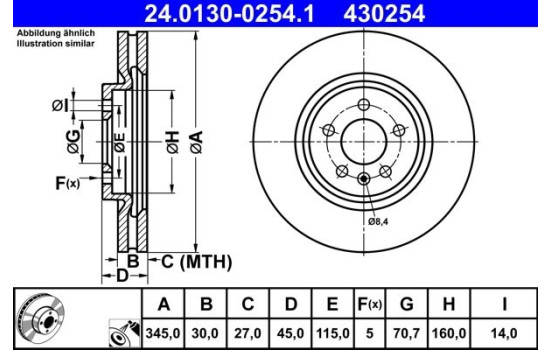 Bromsskiva 24.0130-0254.1 ATE