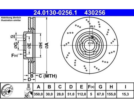 Bromsskiva 24.0130-0256.1 ATE