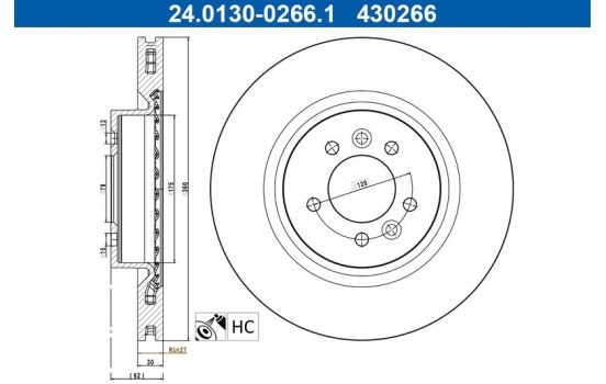 Bromsskiva 24.0130-0266.1 ATE