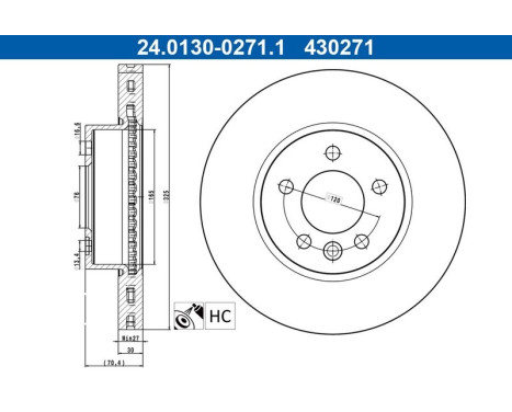 Bromsskiva 24.0130-0271.1 ATE