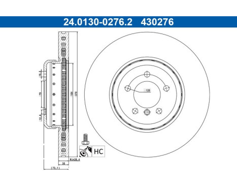 Bromsskiva 24.0130-0276.2 ATE
