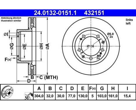 Bromsskiva 24.0132-0151.1 ATE