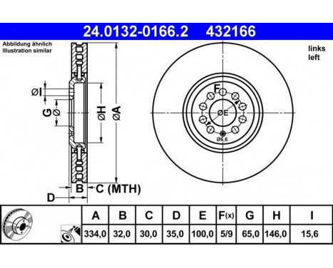 Bromsskiva 24.0132-0166.2 ATE, bild 2