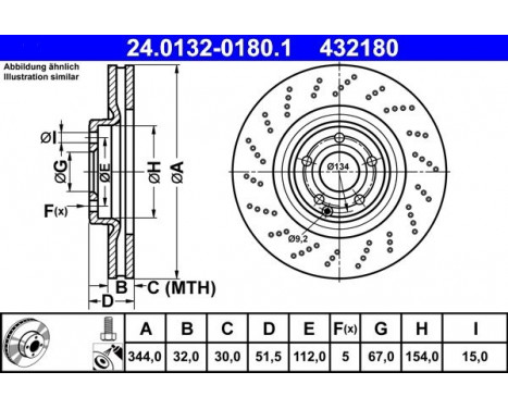 Bromsskiva 24.0132-0180.1 ATE