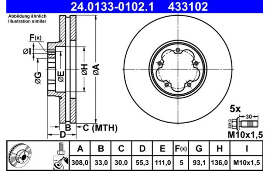 Bromsskiva 24.0133-0102.1 ATE