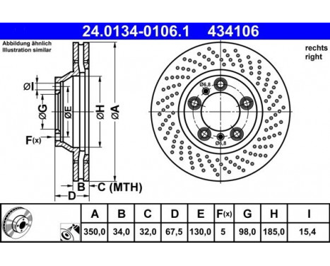 Bromsskiva 24.0134-0106.1 ATE