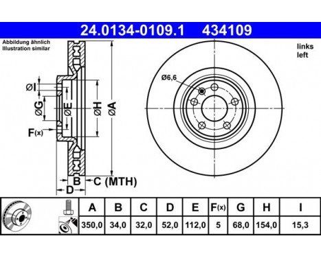 Bromsskiva 24.0134-0109.1 ATE