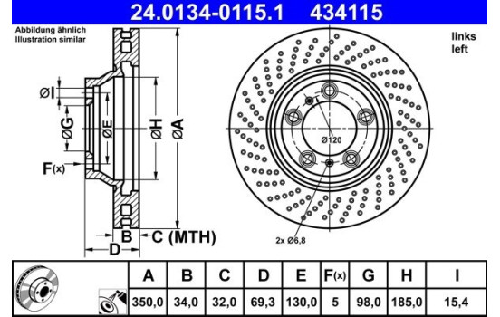 Bromsskiva 24.0134-0115.1 ATE