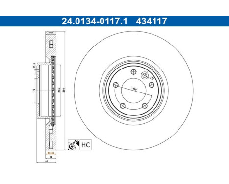 Bromsskiva 24.0134-0117.1 ATE