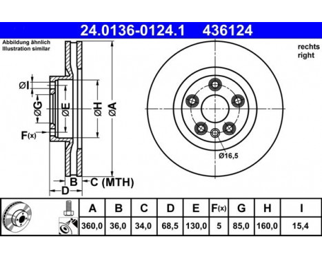 Bromsskiva 24.0136-0124.1 ATE