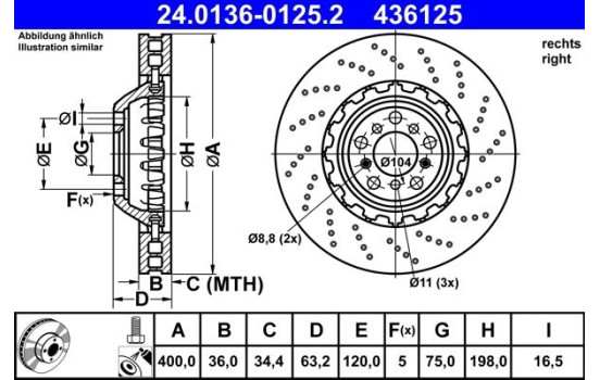 Bromsskiva 24.0136-0125.2 ATE