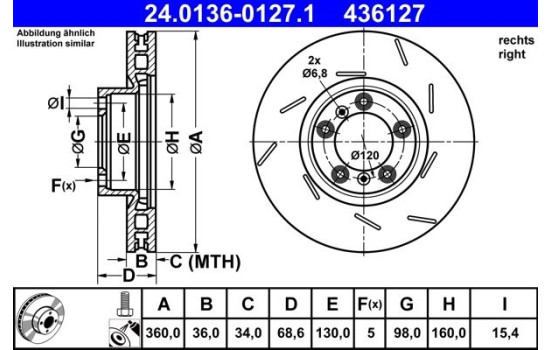 Bromsskiva 24.0136-0127.1 ATE