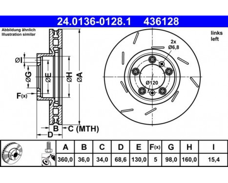 Bromsskiva 24.0136-0128.1 ATE