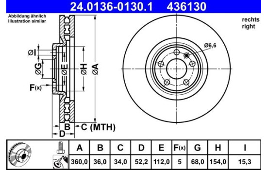 Bromsskiva 24.0136-0130.1 ATE